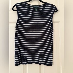 Ralph Lauren Classic Navy and White Striped Tank Top 100% silk